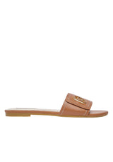 Schuhe LIU.JO Leder-Pantolette mit Monogramm-Logo Braun (CALF SADDLE)
