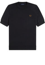 Produktbild 1 von FRED PERRY Strickshirt mit Lorbeerkranz-Stickerei in Schwarz.