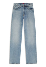 Jeans HUGO Jeans aus blauem Baumwoll-Denim mit weitem Beinverlauf Blau (450)