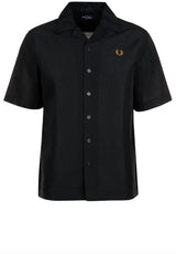 Hemden FRED PERRY Kurzarmhemd aus Leinen Schwarz (102)