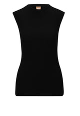 Produktbild 1 von HUGO BOSS BLACK Top Feskies aus Rippstrick in Schwarz.