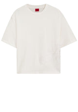 Produktbild 1 von HUGO T-Shirt Duslant mit seitlicher Logo-Stickerei in Off-White.