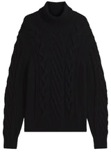 Produktbild 1 von HUGO Strickpullover Scanlon mit Zopfmuster in Schwarz.