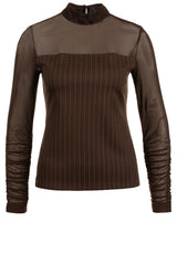 Produktbild 1 von ANA ALCAZAR Langarmshirt mit transparentem Mesh in Braun.