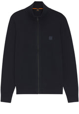 Produktbild 1 von HUGO BOSS ORANGE Strickjacke Kanozip mit Label-Patch in Blau.