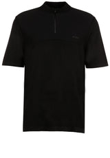 Jersey HUGO BOSS GREEN T-Shirt mit Troyerkragen und strukturiertem Muster Schwarz (001)