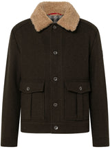 Produktbild 1 von JOOP! Jeans Jacke Neal mit Teddyfellkragen in Oliv.