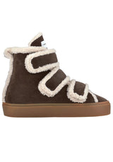 Schuhe INUIKII Winterboots mit Klettverschluss aus Leder und Shearling Braun (152)
