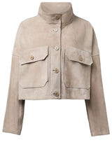Produktbild 1 von DRYKORN Lederjacke Arklow mit aufgesetzten Brusttaschen in Beige.