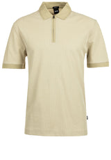 Jersey HUGO BOSS BLACK Poloshirt Pei mit Reißverschluss Beige (254)