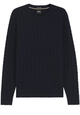 Pullover & Strickjacken HUGO BOSS BLACK Strickpullover Furlan mit Zopfmuster Blau (404)