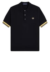 Jersey FRED PERRY Poloshirt mit kontrastierenden Bündchen Schwarz (90A)