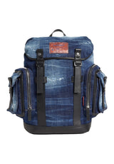 Taschen DSQUARED2 Denim-Rucksack mit Leder-Details Blau (M2498) ONESIZE