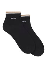Bodywear HUGO BOSS BLACK 2er-Pack kurze Socken mit Signature-Streifen an den Bündchen Schwarz (001)