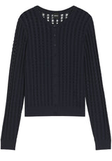 Produktbild 1 von HUGO BOSS BLACK Cardigan Foatoas mit Lochspitzenstruktur in Blau.