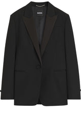 Produktbild 1 von HUGO BOSS BLACK Blazer Jeminia im Smoking-Design in Schwarz.