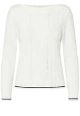 Pullover & Strickjacken LIU.JO Strickpullover mit Zopfmuster und Glitzerdetails Weiß (V9382)