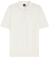 Produktbild 1 von HUGO BOSS BLACK Strick-Poloshirt Lurazio mit Knopfleiste in Off-White.
