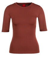 Jersey HUGO T-Shirt Darnelia mit Stack-Logo Braun (904)