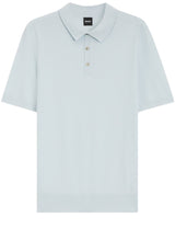 Produktbild 1 von HUGO BOSS BLACK Strick-Poloshirt Lurazio mit Knopfleiste in Blau.