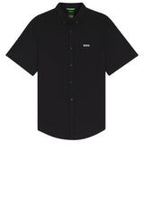 Hemden HUGO BOSS GREEN Kurzarmhemd Motion aus knitterfreiem Baumwoll-Jersey Schwarz (002)