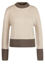 Produktbild 1 von HERZENSANGELEGENHEIT Strickpullover mit kontrastierenden Abschlüssen in Beige.