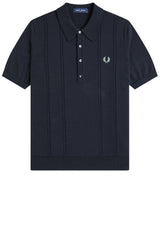 Pullover & Strickjacken FRED PERRY Strick-Poloshirt mit Zopfmuster Blau (608)
