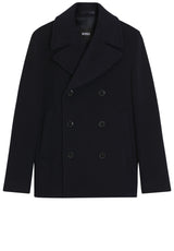 Produktbild 1 von HUGO BOSS BLACK Zweireihiger Mantel H-Hyde im Caban-Style in Blau.