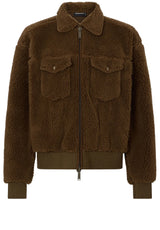 Produktbild 1 von DSQUARED2 Truckerjacke aus Teddy-Fleece in Braun.