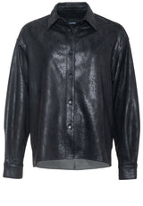 Produktbild 1 von ELIAS RUMELIS Bluse aus Lederimitat im Oversize-Fit in Schwarz.