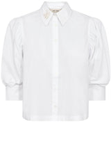 Produktbild 1 von MOS MOSH Bluse mit Rückenstickerei und Puffärmel in Weiß.