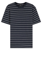 Jersey HUGO BOSS BLACK T-Shirt H-Taut aus Baumwoll-Leinen-Mix Blau (406)
