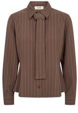 Produktbild 1 von MOS MOSH Bluse mit Nadelstreifen und Krawattendetail in Braun.