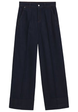 Produktbild 1 von HUGO BOSS BLACK Jeans mit Bügelfalten und weitem Bein in Blau.
