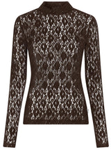 Produktbild 1 von PENN&INK N.Y Langarmshirt aus transparenter Spitze in Braun.