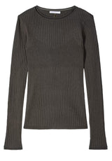 Produktbild 1 von PATRIZIA PEPE Strickpullover aus feinem Rippstrick in Braun.