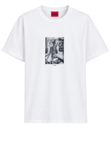 Jersey HUGO T-Shirt Dogdy mit Artwork Weiß (100)