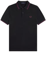 Jersey FRED PERRY Poloshirt mit Doppelstreifen Schwarz (87C)
