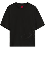 Produktbild 1 von HUGO T-Shirt Duslant mit seitlicher Logo-Stickerei in Schwarz.
