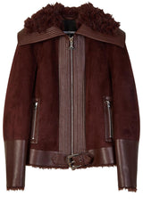 Jacken & Mäntel PATRIZIA PEPE Bikerjacke mit Kunstfellbesatz Braun (B887)