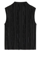 Jersey HUGO BOSS BLACK Top Eceela aus Plissee-Jersey Schwarz (001)