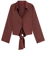 Blusen & Tuniken HUGO Relaxed-Fit Bluse Errika aus Stretch-Satin Braun (904)