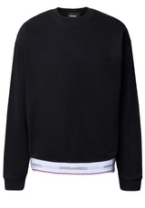 Sweat DSQUARED2 Sweatshirt mit Logo-Tape am Bund Schwarz (900)