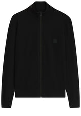 Produktbild 1 von HUGO BOSS ORANGE Strickjacke Kanozip mit Label-Patch in Schwarz.