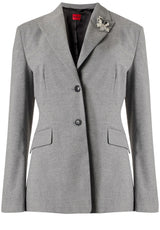 Blazer HUGO Blazer Asmalla mit silberfarbenen Blumenstecker Grau (097)