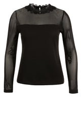 Jersey ANA ALCAZAR Langarmshirt mit transparentem Mesh Schwarz (100)