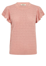 Jersey MOS MOSH T-Shirt mit feinem Strickmuster Rosa (166)
