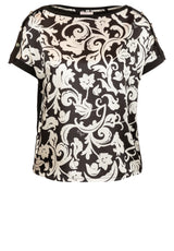 Jersey LIU.JO T-Shirt mit floralem Muster Schwarz (P9553)