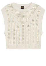 Produktbild 1 von HUGO BOSS ORANGE Pullunder Fiseo aus Lochstrick in Off-White.
