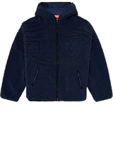Produktbild 1 von DIESEL Teddyjacke Zat mit gesticktem Logo in Blau.